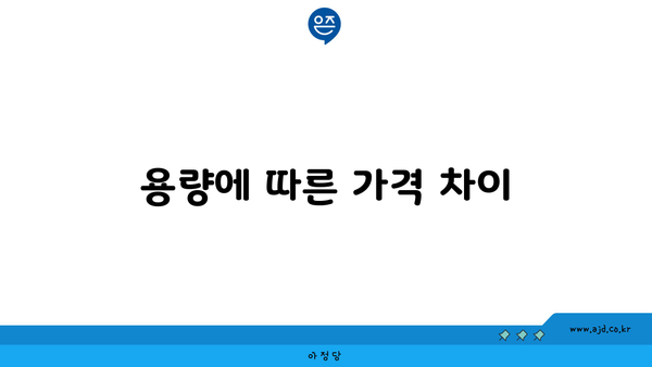 용량에 따른 가격 차이