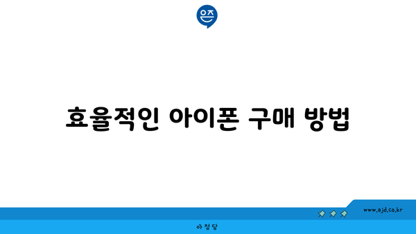 효율적인 아이폰 구매 방법