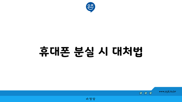 휴대폰 분실 시 대처법