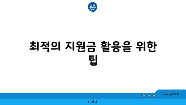 최적의 지원금 활용을 위한 팁