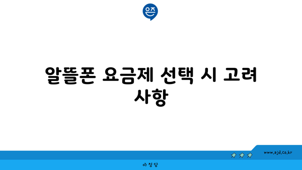 알뜰폰 요금제 선택 시 고려 사항