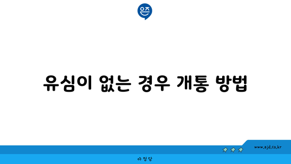 유심이 없는 경우 개통 방법