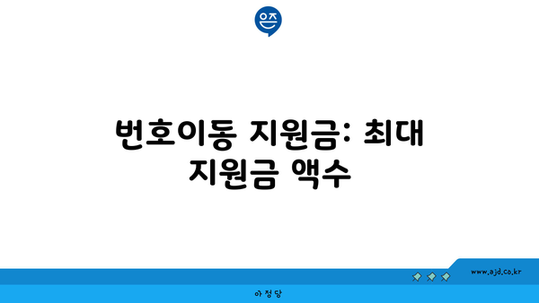 번호이동 지원금: 최대 지원금 액수